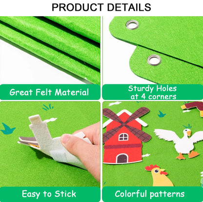 Felt Story Board Set Toy – Farm Animals Interactive Play Mat