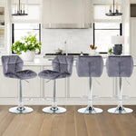 Set of 4 Velvet Swivel Counter Height Bar Stools