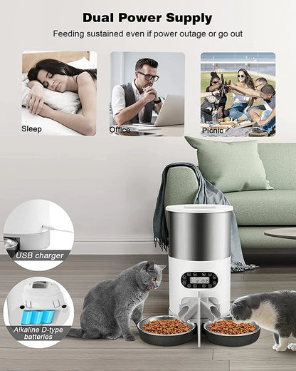 Smart Cat Feeder – Automatic Double Meal Dispenser for Cats & Dogs