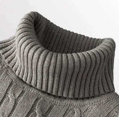Men's Solid High Neck Knitted Sweater