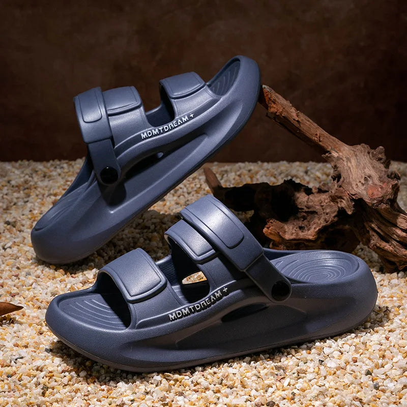 Men's Sport Slides with 5CM EVA Sole – Thick QuikFoam Beach Sandals