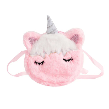Cartoon Unicorn Plush Shoulder Bag for Toddler Girls