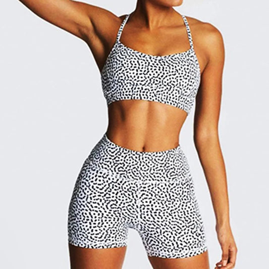 Leopard Print Yoga Set for Women Two Piece
