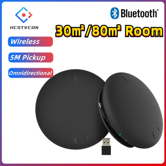 Wireless Bluetooth Conference Microphone & Speaker – 360° USB Speakerphone with 5M Pickup