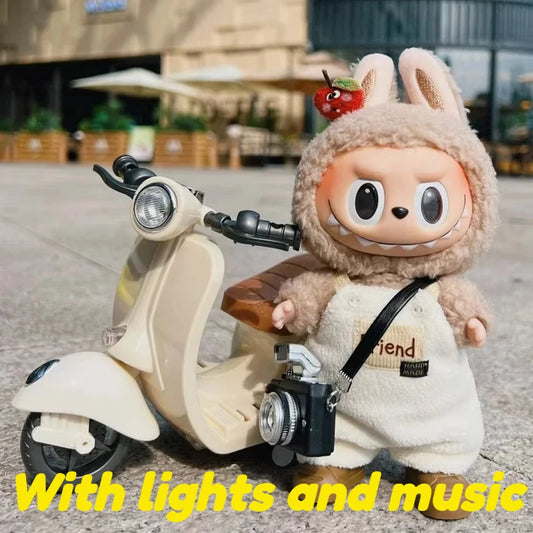Labubu Mini Electric Motorcycle with Lights & Music – Doll Accessory Gift