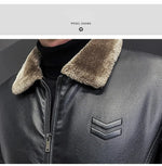 Winter Motorcycle Leather Jacket with Fur Collar