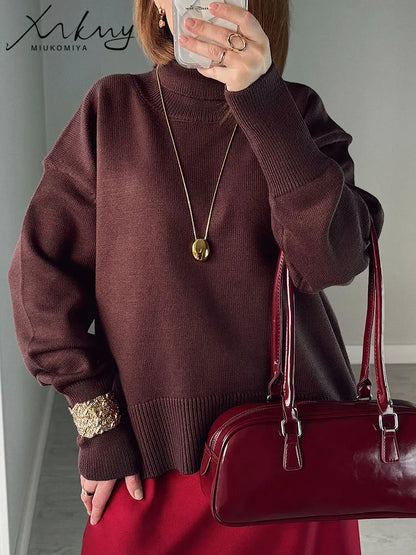 Oversized Turtleneck Sweater for Women