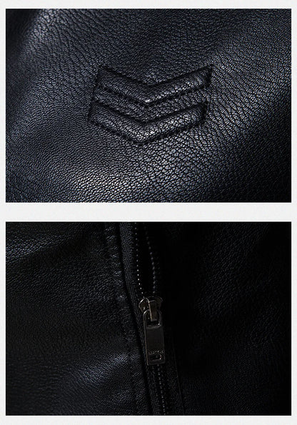 Winter Motorcycle Leather Jacket with Fur Collar