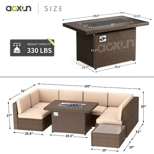 L-Shape Wicker Conversation Set