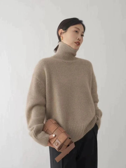 Luxurious 100% Cashmere Turtleneck Sweater for Women