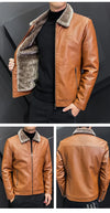 Winter Motorcycle Leather Jacket with Fur Collar