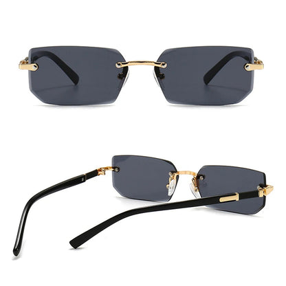 Rimless Square Sunglasses for Men and Women UV400 Summer Travel Shades