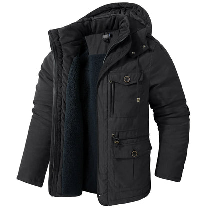 Thickened Multi-Pocket Mid-Length Casual Coat