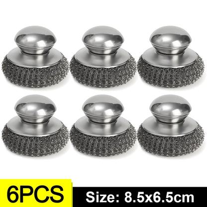 Stainless Steel Dish Scrubber with Handle for Kitchen Rust Removal