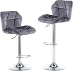 Set of 4 Velvet Swivel Counter Height Bar Stools