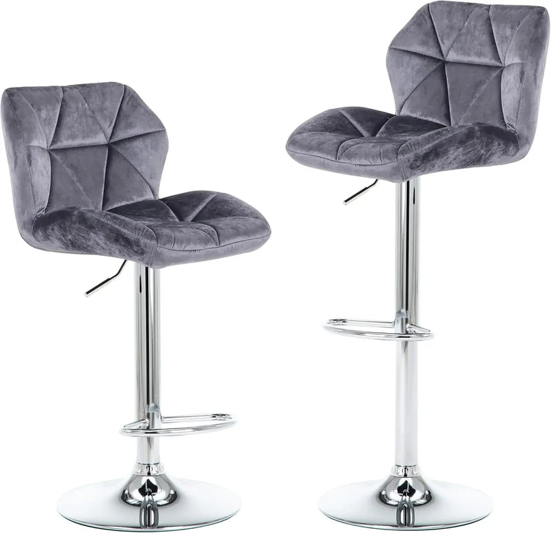 Set of 4 Velvet Swivel Counter Height Bar Stools