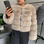 Women's High-Quality Faux Fox Fur Coat