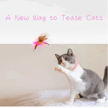 Interactive Feather Teaser Wand with Bell for Cats