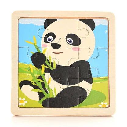 Baby Wooden Montessori Puzzle - 3D Cartoon Animal Puzzle