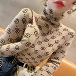 Women's Chic Jacquard Knitted Turtleneck Sweater