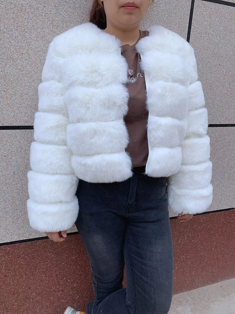 Women's High-Quality Faux Fox Fur Coat