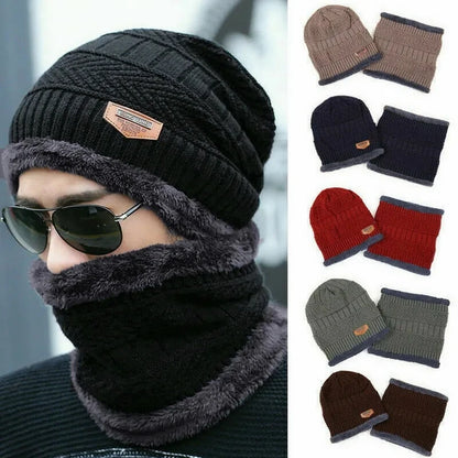 Winter Knit Hat & Scarf Set for Men