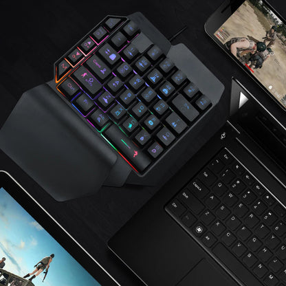 RGB One-Handed 39-Key Gaming Keyboard with Ergonomic Design