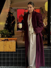 Elegant Burgundy Double-Breasted Coat for Women