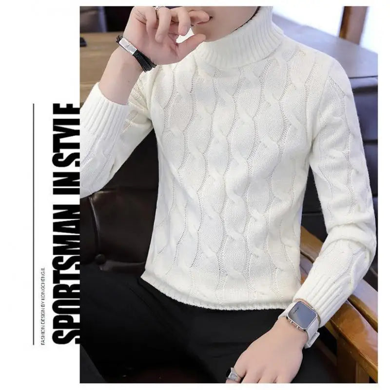 Men's White Turtleneck Sweater