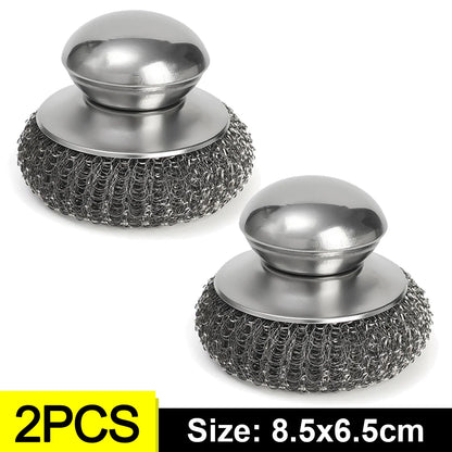 Stainless Steel Dish Scrubber with Handle for Kitchen Rust Removal