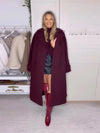 Elegant Burgundy Wool Blend Long Coat for Women