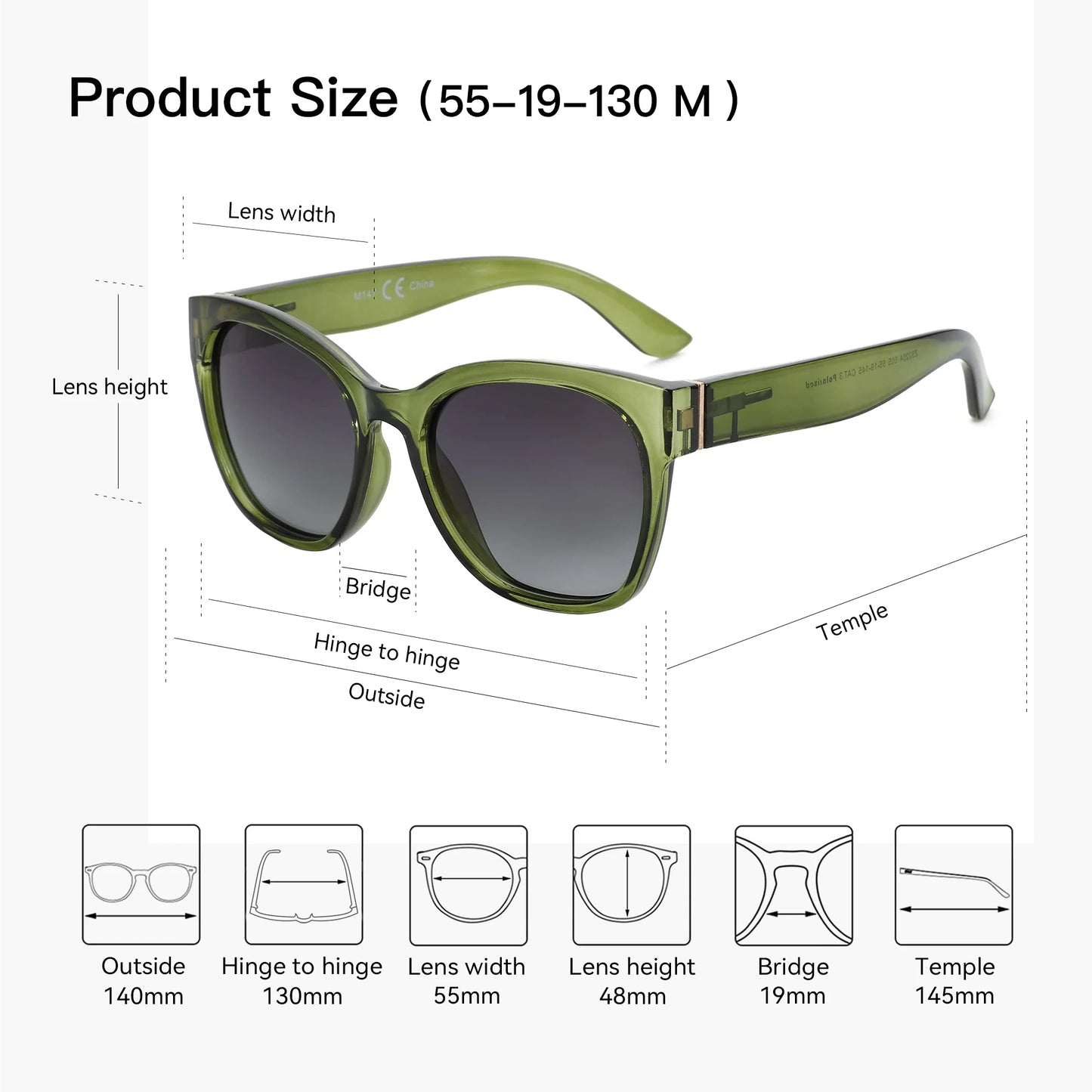 ZENOTTIC Butterfly Cat Eye Sunglasses for Women Polarized UV400 Chunky Frame