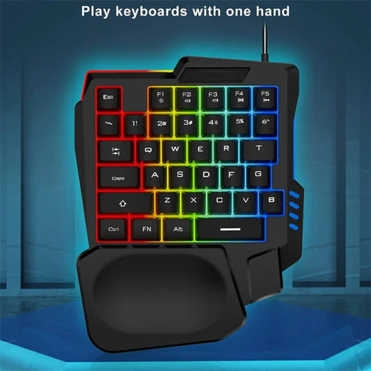 Ergonomic One-Handed RGB Gaming Keyboard – 35-Key USB Wired Mini Keypad