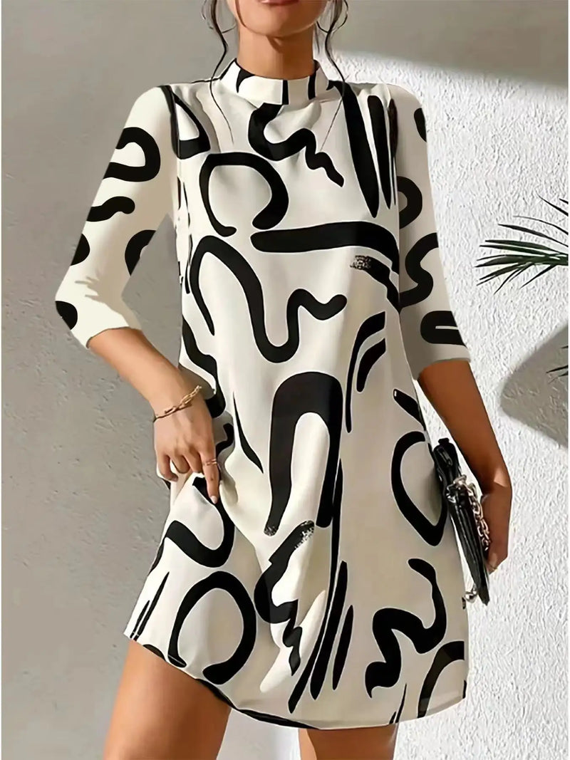 Long Sleeve Printed Mini Dress for Women