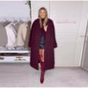 Elegant Burgundy Wool Blend Long Coat for Women