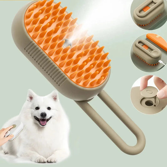 3-in-1 Electric Dog Grooming Brush with Spray & Hair Removal
