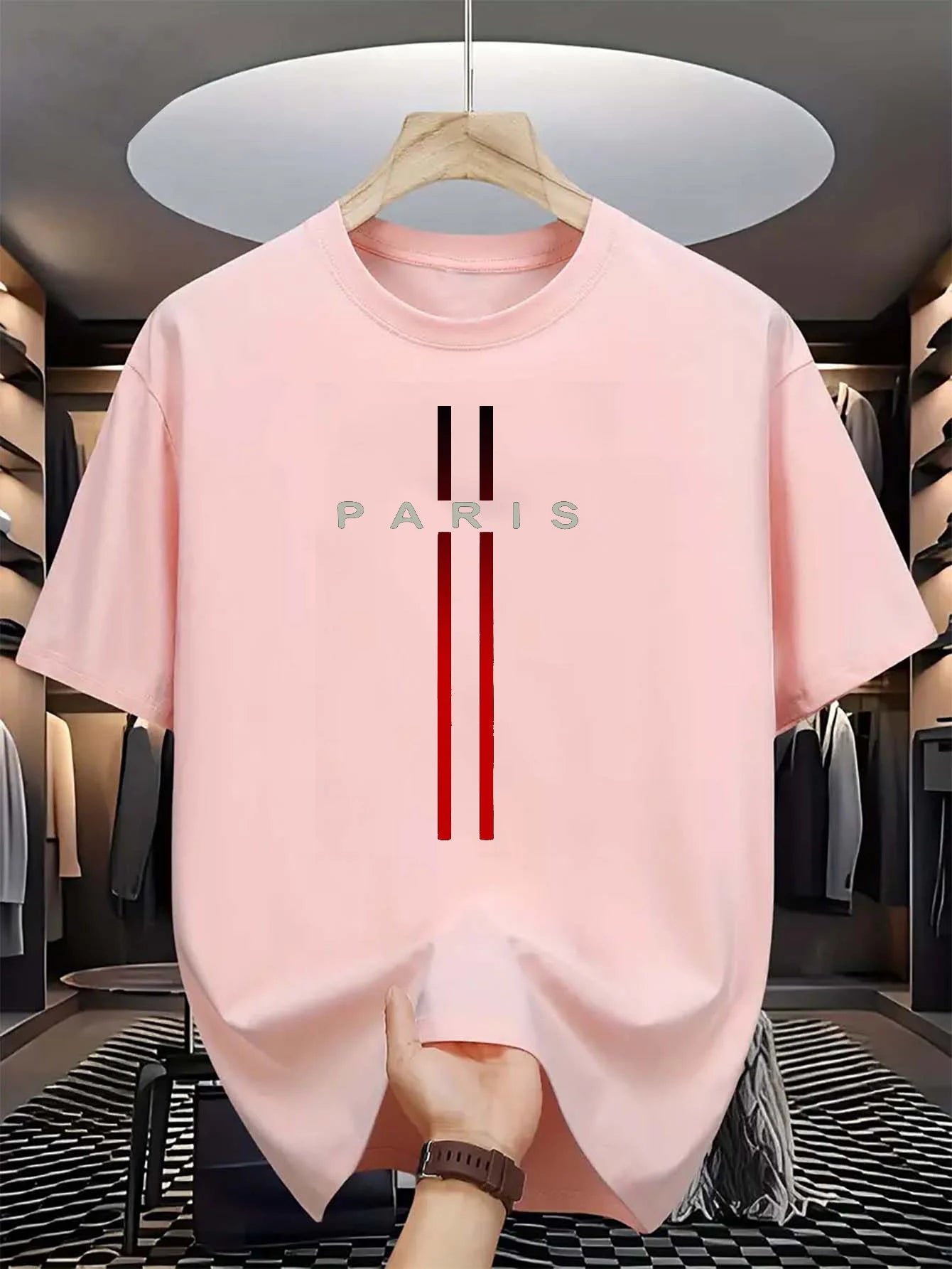 Men’s 100% Cotton Paris Print T-Shirt – Casual Summer Tee