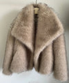 Women's Luxury Gradient Faux Fox Fur Coat with Big Collar