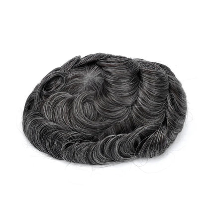 Topunique Full Swiss Lace Men’s Toupee – 90% Light to Medium Light Density