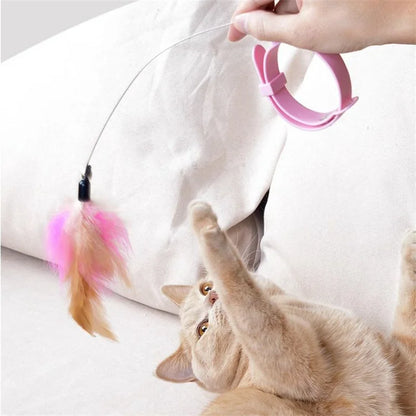 Interactive Feather Teaser Wand with Bell for Cats