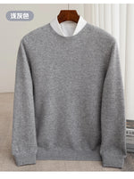 Pure Wool Men's Slim-Fit Round Neck O-Neck Cashmere Sweater
