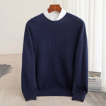 Pure Wool Men's Slim-Fit Round Neck O-Neck Cashmere Sweater