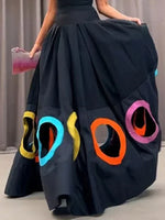 Elegant Rainbow Maxi Dress – High-Waist A-Line Summer Evening Wear