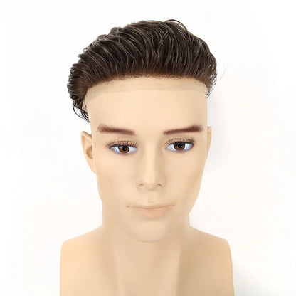 Topunique Full Swiss Lace Men’s Toupee – 90% Light to Medium Light Density