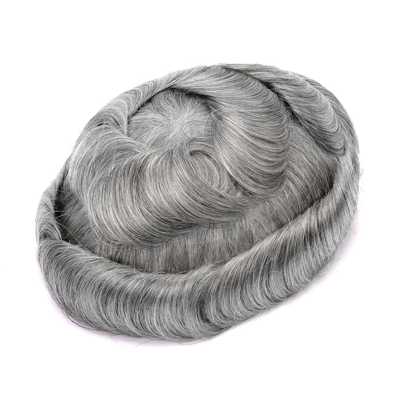 Topunique Full Swiss Lace Men’s Toupee – 90% Light to Medium Light Density