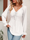 Sexy V-Neck A-Line Blouse with Drawstring Waist