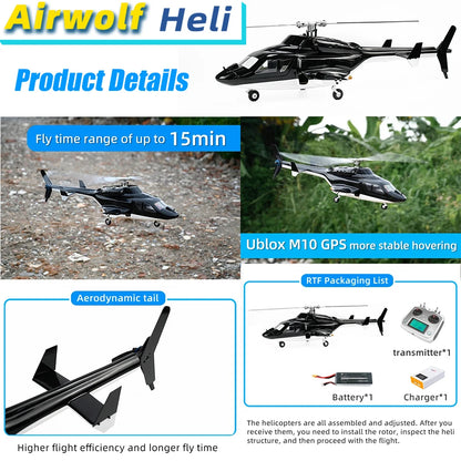 FLY WING Airwolf FW450 V2 6CH RC Helicopter RTF – GPS Flight Control