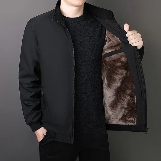 Plus Size Plush Thick Coat with Stand Collar