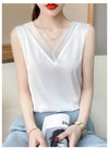 Elegant Women's Silk Chiffon Camisole with Lace V-neck