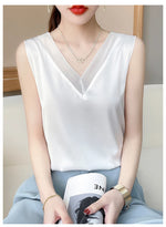 Elegant Women's Silk Chiffon Camisole with Lace V-neck